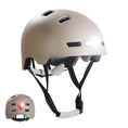 Cargar la imagen en la vista de la galería, Crazy Safety Bicycle helmet Matte sand / M (54-57cm) Vertigo urban bicycle helmet with front and rear lights