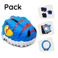 Cargar la imagen en la vista de la galería, Crazy Safety Bicycle helmet Product bundle: Blue dino bike helmet, protective gear, lock, and cycling gloves for kids.