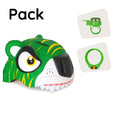 Cargar la imagen en la vista de la galería, Crazy Safety Bicycle helmet Product bundle: Green tiger bike helmet, lock, and tiger bell for children