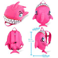 Cargar la imagen en la vista de la galería, Crazy Safety Bicycle helmet Product bundle: Pink Shark Bicycle Helmet, Shark Backpack, Shark Cycling Gloves, and Shark Ring Bell for Children