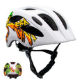 Cargar la imagen en la vista de la galería, Crazy Safety Bicycle helmet White/yellow / M (54-58cm) Graffiti Splash children's helmet with light