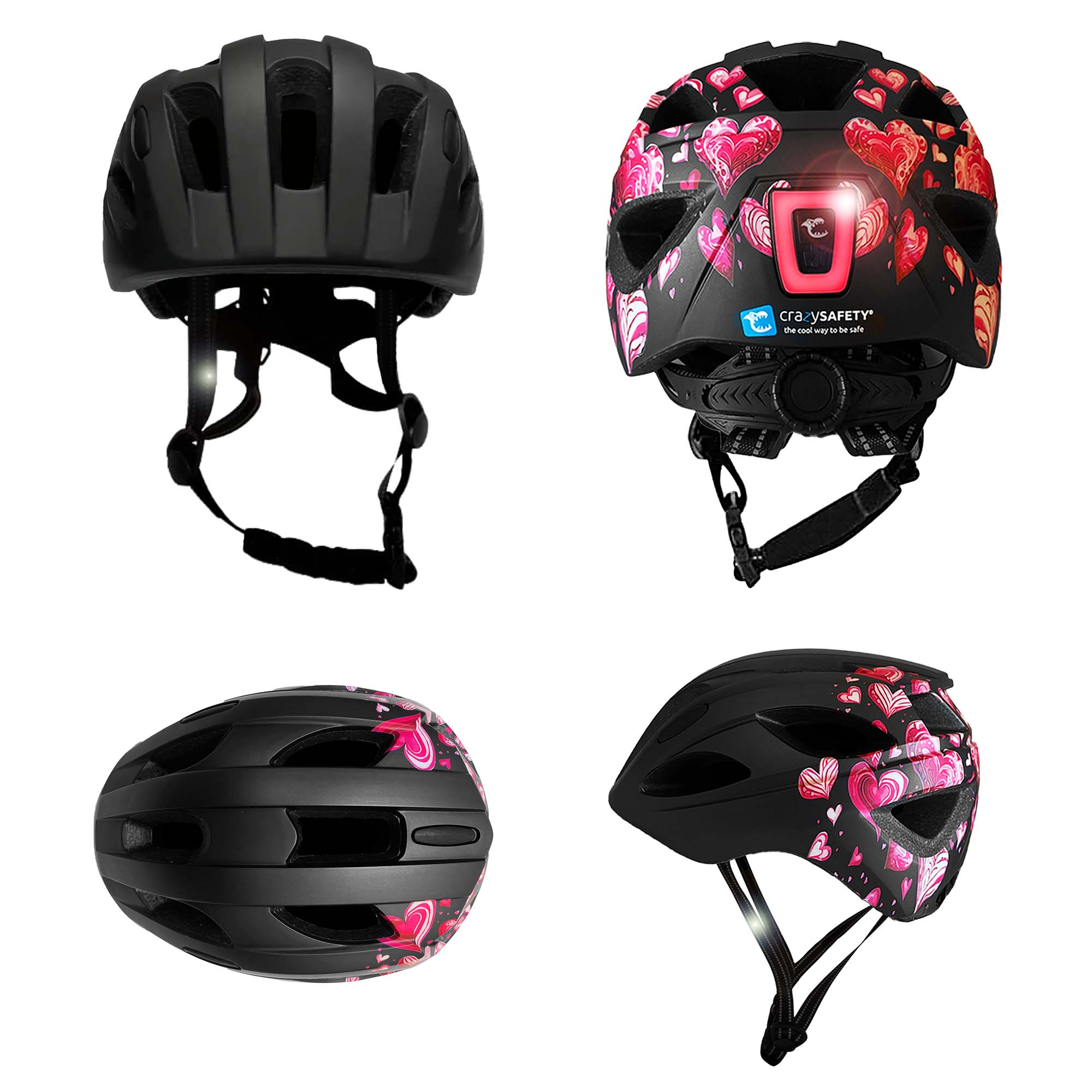 Casco infantil con luz Heartbeat Stripes