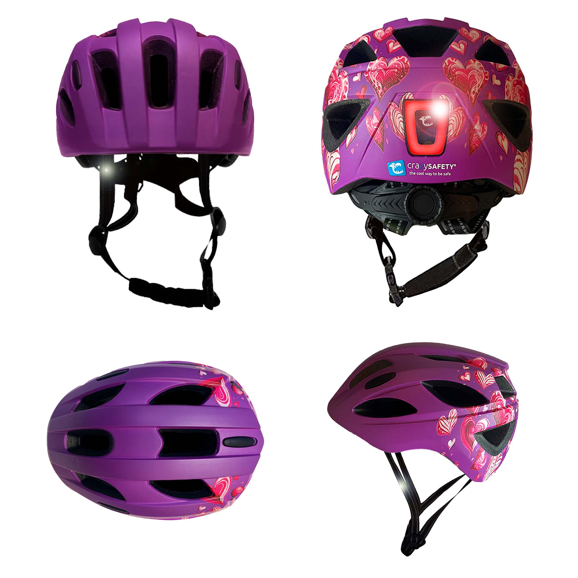 Casco infantil con luz Heartbeat Stripes