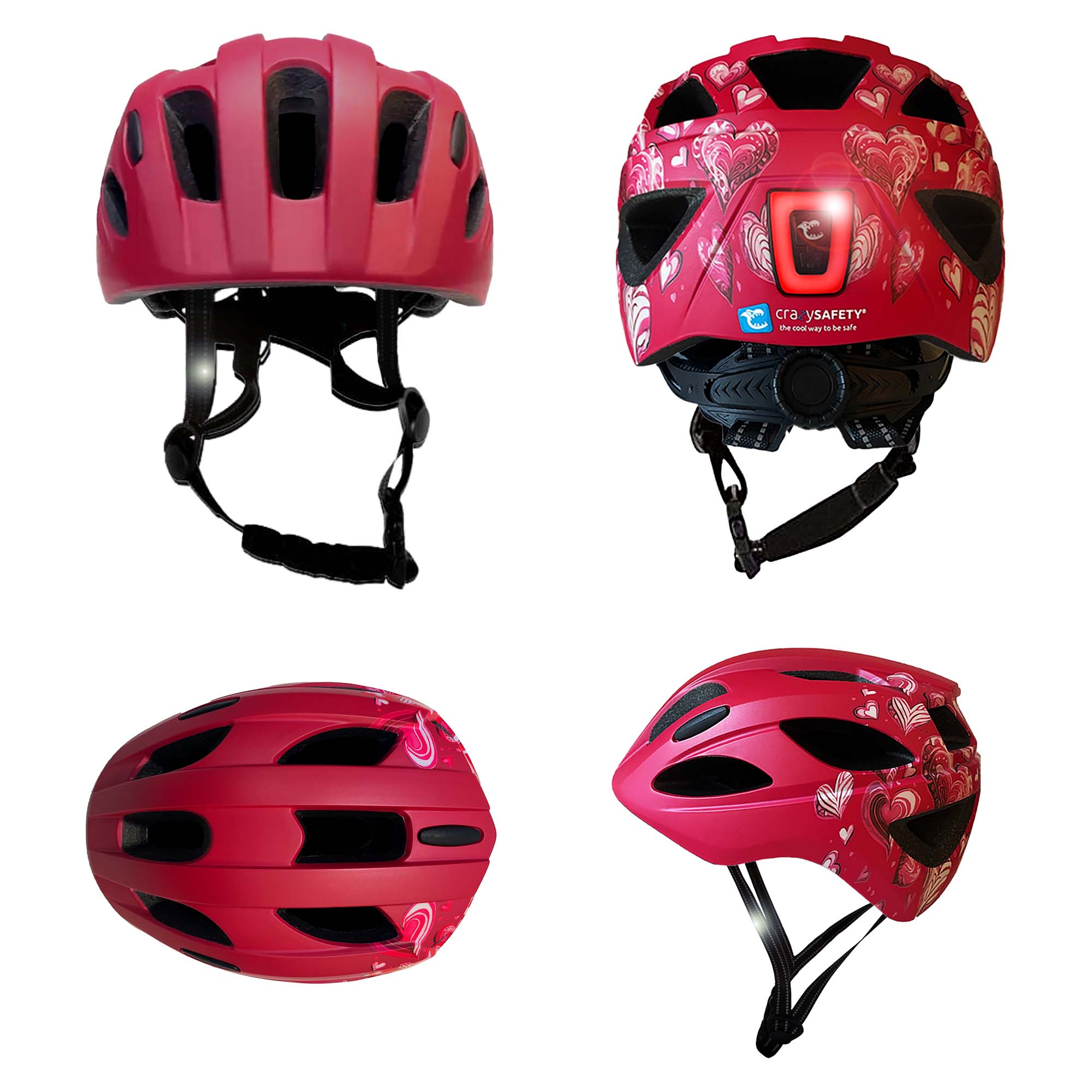 Casco infantil con luz Heartbeat Stripes