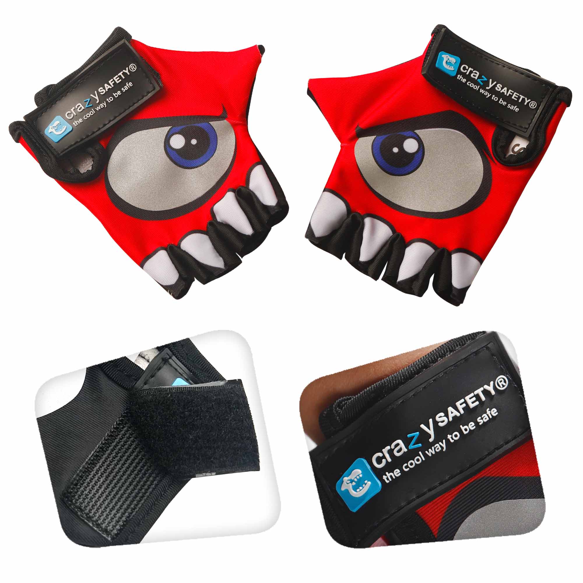 Guantes de ciclismo con ojos reflectantes.