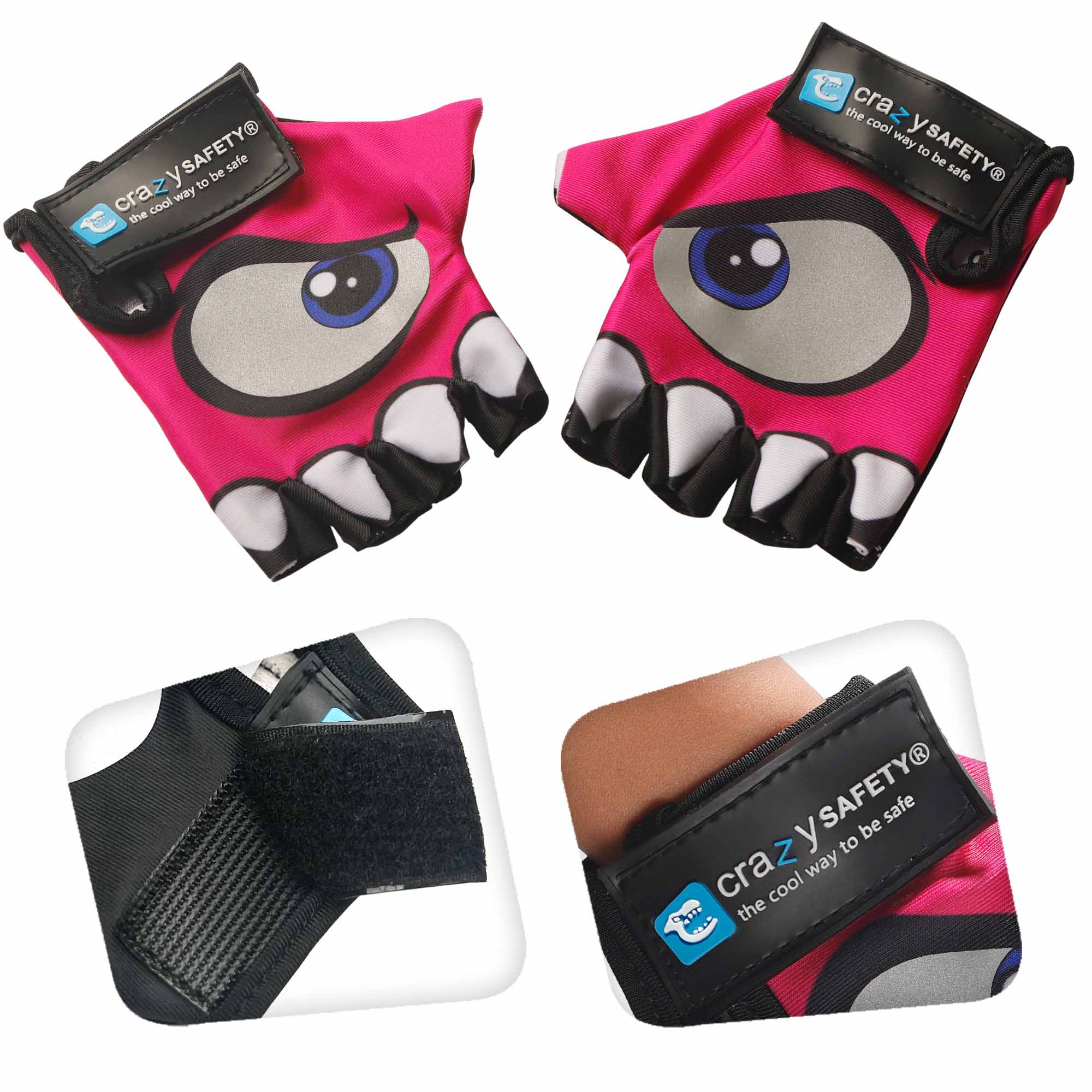 Paquete de productos: casco de bicicleta de dinosaurio rosa, equipo de protección, candado y guantes de ciclismo para niños.