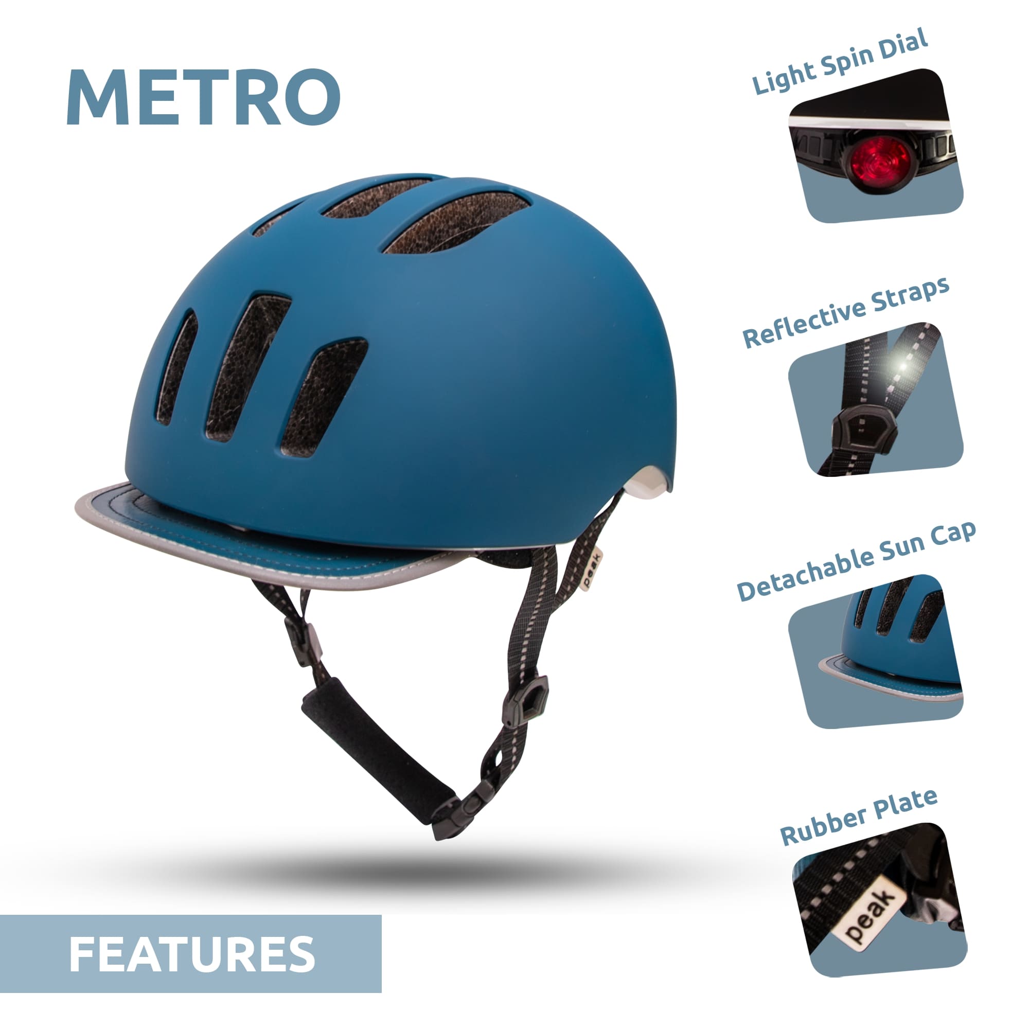 Casco de bicicleta urbano METRO con luz