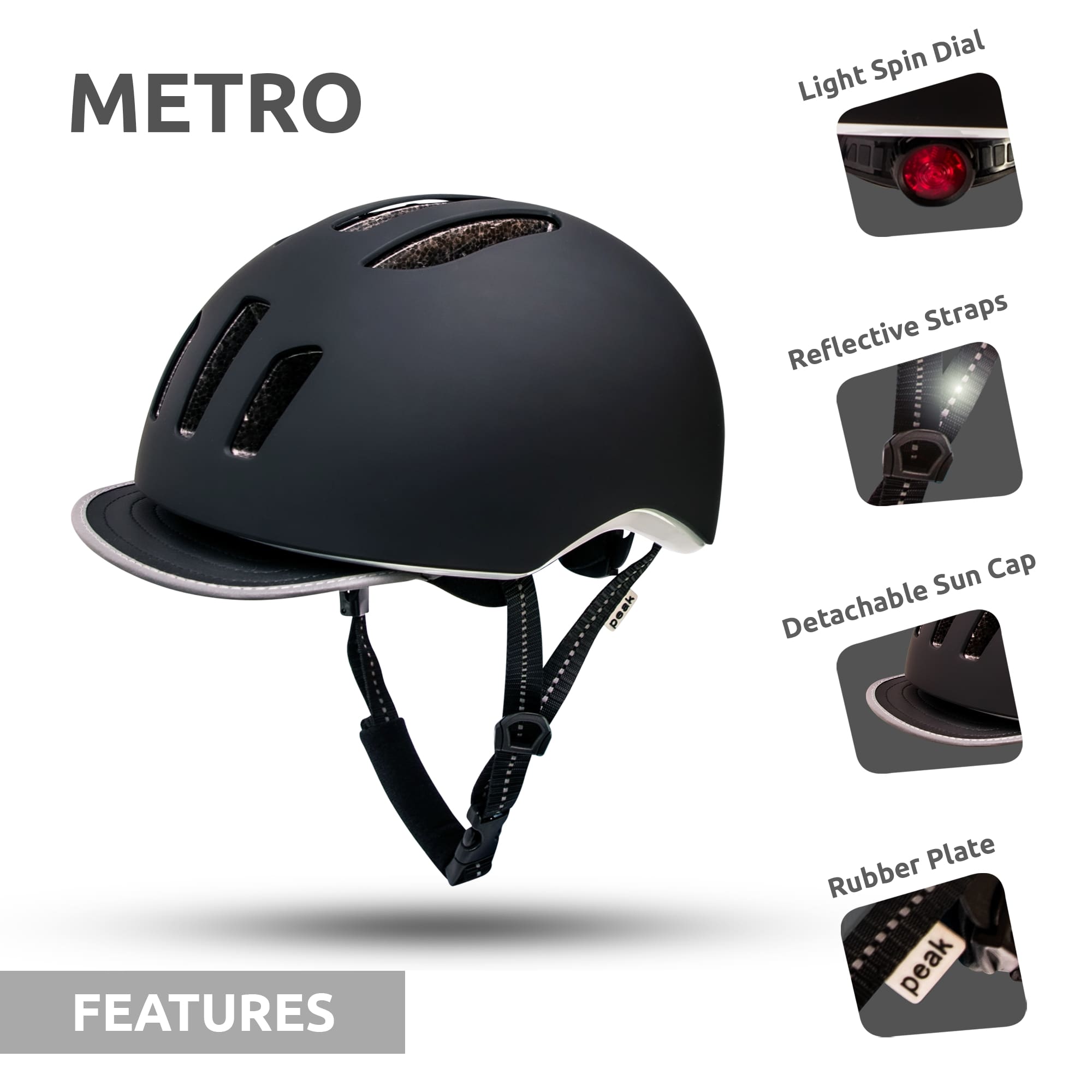 Casco de bicicleta urbano METRO con luz