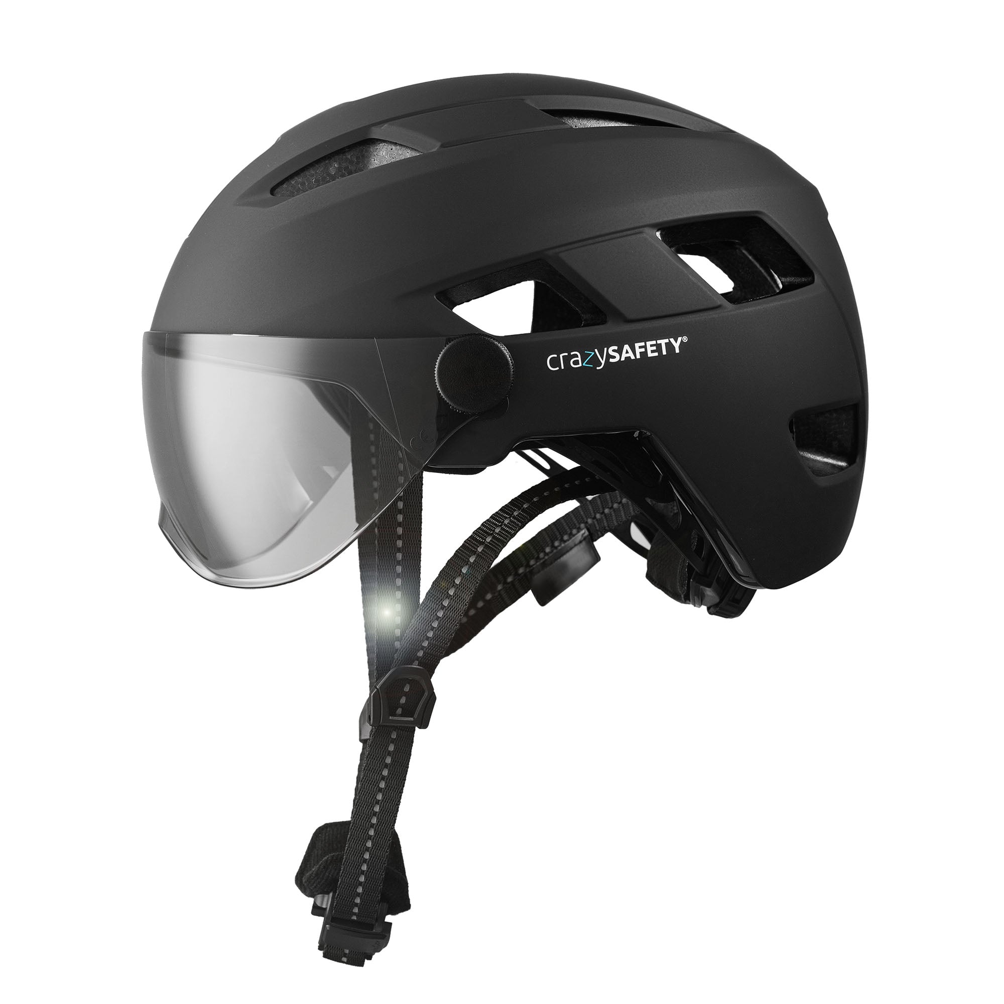 Casco de bicicleta OAK E-Bike con visera UV, luces LED, correas reflectantes y hebilla Fidlock