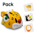 Cargar la imagen en la vista de la galería, Paquete de productos: casco de bicicleta con estampado de leopardo amarillo, guantes de ciclismo, candado y timbre con estampado de leopardo para niños
