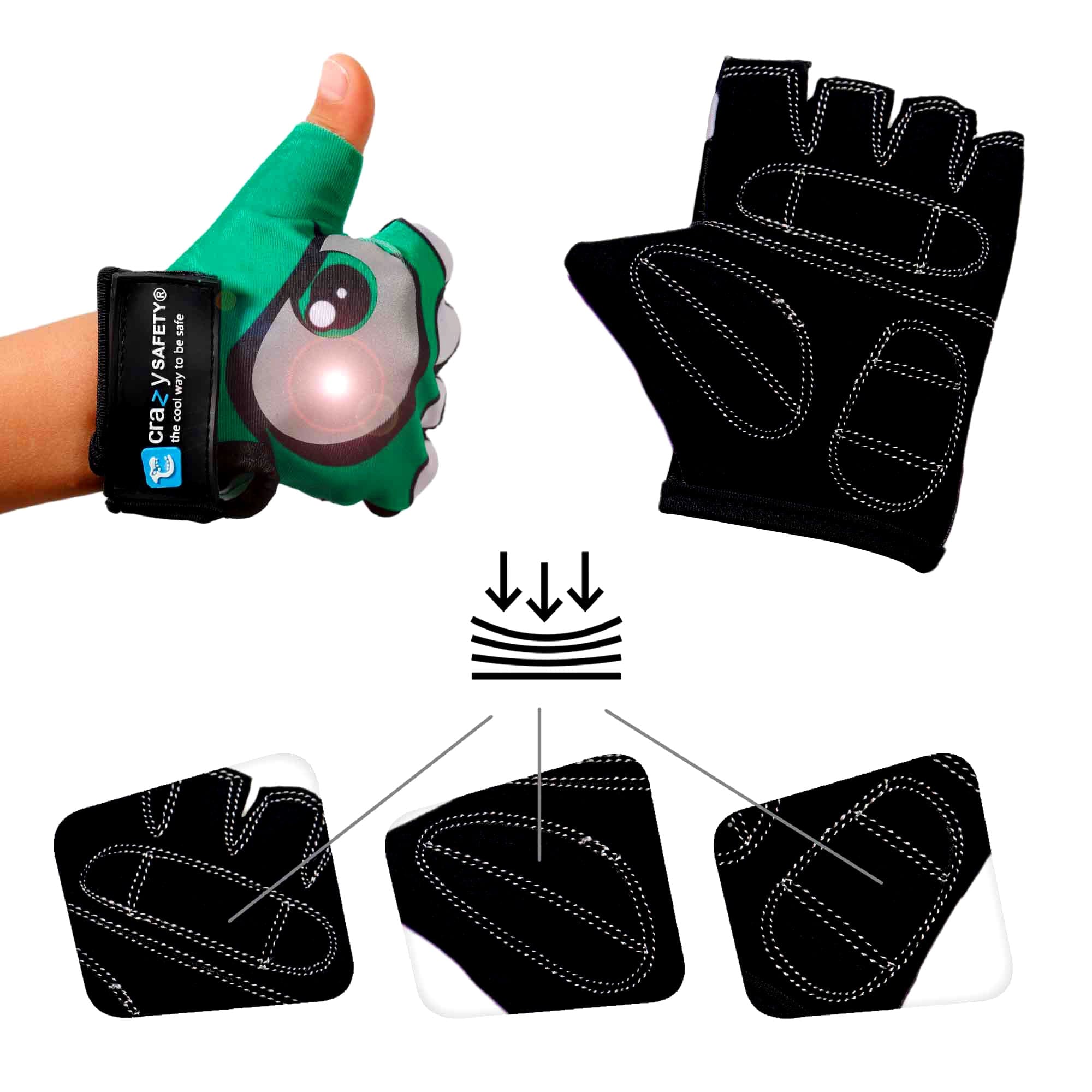 Crazy Safety Bicycle gloves Cycling gloves with reflective eyes