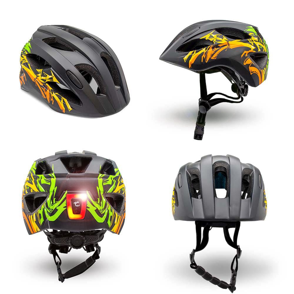 Crazy Safety Bicycle helmet Graffiti Splash children's helmet with light