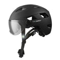 Cargar la imagen en la vista de la galería, Crazy Safety Bicycle helmet Matte black / M/L (55-61cm) OAK E-Bike bicycle helmet with UV visor, LED lights, reflective straps, and Fidlock buckle
