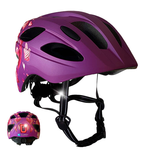 Crazy Safety Bicycle helmet Purple Heart / M (54-58cm) Heartbeat Stripes children's helmet with light