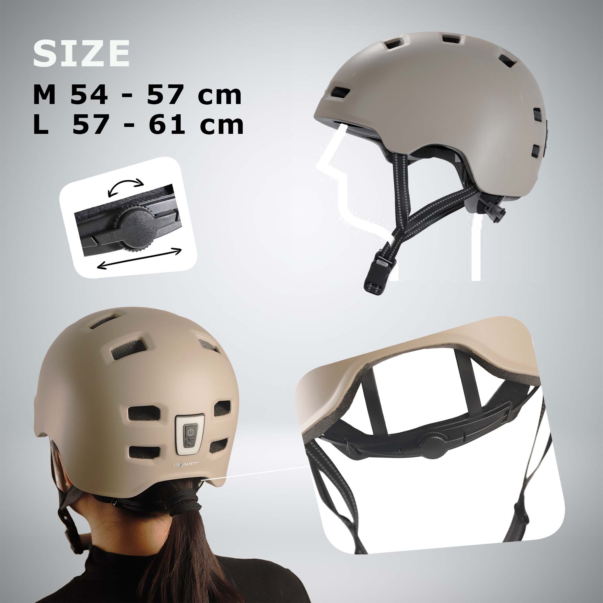 Crazy Safety Bicycle helmet Vertigo urban bicycle helmet with front and rear lights